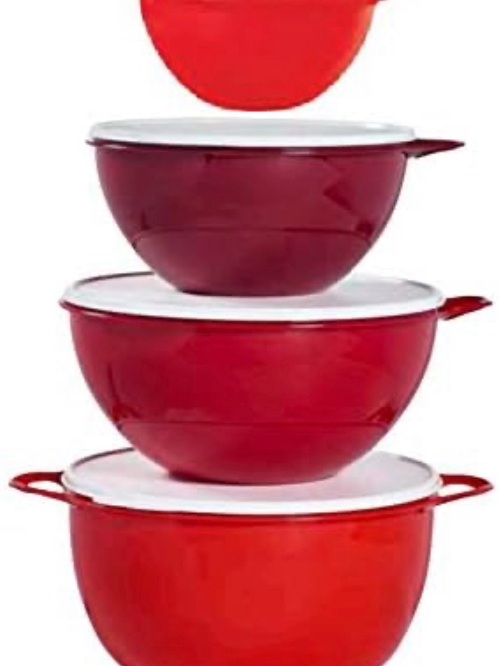 Red Mixing Bowl Set with Lids - Home Kitchen Tupperware